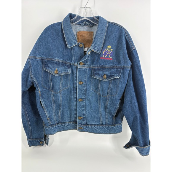 Vintage MV Sport Crown Royal Denim Jacket Women Blue Embroidered Special Reserve - Picture 1 of 8
